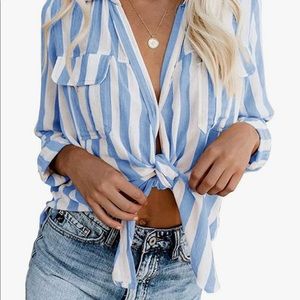NWT Striped long sleeve button down